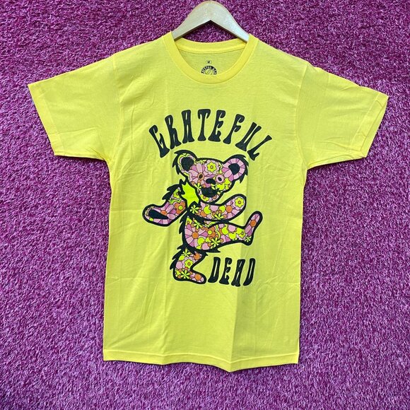 Grateful Dead Dancing Bear Flower Yellow T-Shirt Medium - Picture 1 of 4